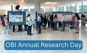 Trainees at OBI Research Day 2025 show their posters